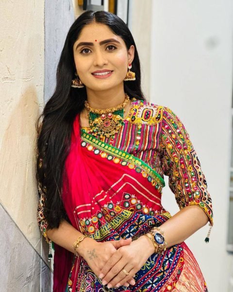 Geeta Rabari Wearing Multi Color Muslin Cotton Printed Navratri Lehenga Choli  Navratri Lehnega Choli