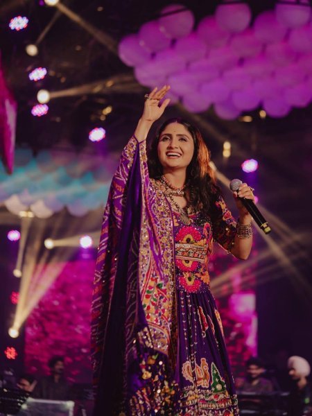 Geeta Rabari Wearing Muslin Cotton Lehenga Choli with Real Mirror Work and Designer Dupatta Navratri Lehnega Choli