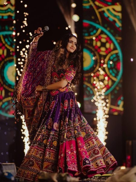  Geeta Rabari Wearing Muslin Cotton Lehenga Choli with Real Mirror Work and Designer Dupatta Navratri Lehnega Choli