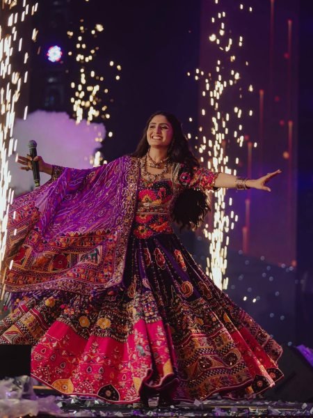  Geeta Rabari Wearing Muslin Cotton Lehenga Choli with Real Mirror Work and Designer Dupatta Navratri Lehnega Choli