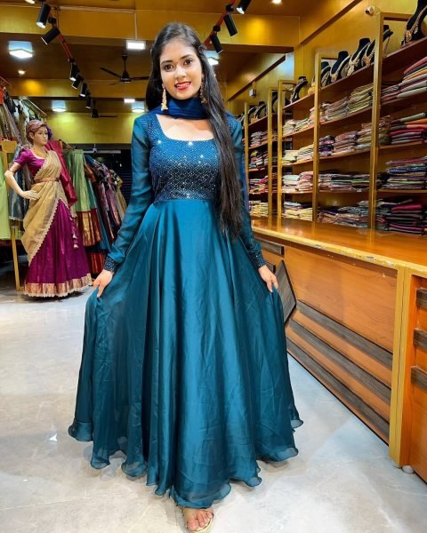 Georgette Anarkali Suit with Dupatta for Festive Wear at Wholesale Rate Embroidery Kurtis 