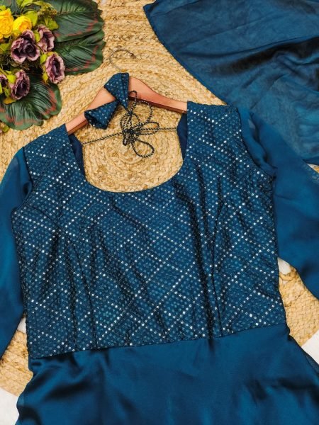 Georgette Anarkali Suit with Dupatta for Festive Wear at Wholesale Rate Embroidery Kurtis 