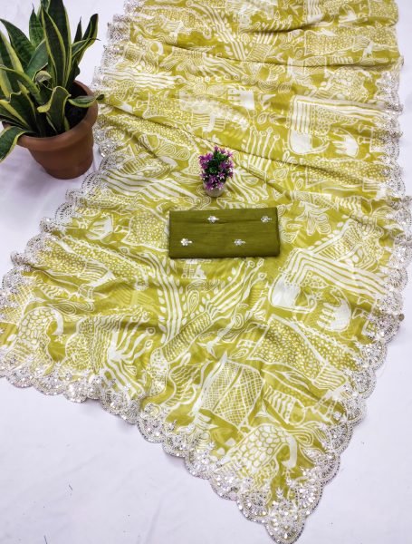 Georgette Chiffon Sarees with Unstitched Blouse Best Offer Now Georgette Sarees Wholesale