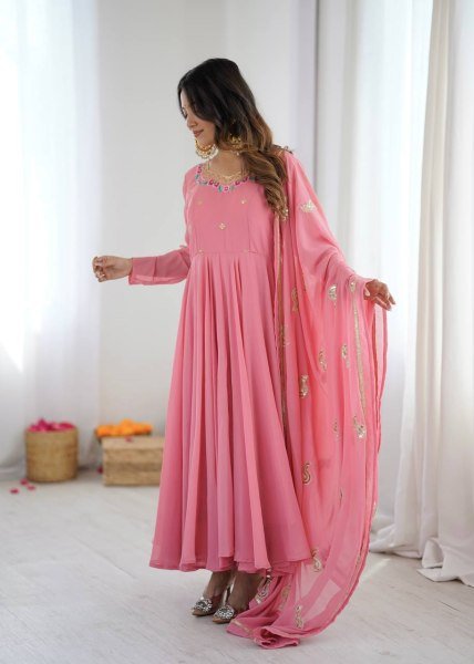 Innovative Georgette Gown Set with 7 Meter Flair Featuring Sequins Work at Wholesale Price Ready To Wear Collection