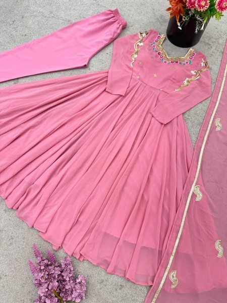 Innovative Georgette Gown Set with 7 Meter Flair Featuring Sequins Work at Wholesale Price Ready To Wear Collection