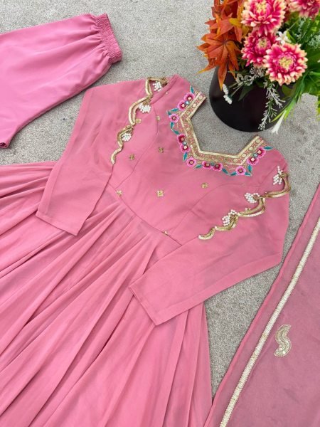 Innovative Georgette Gown Set with 7 Meter Flair Featuring Sequins Work at Wholesale Price Ready To Wear Collection