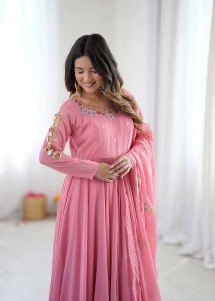 Innovative Georgette Gown Set with 7 Meter Flair Featuring Sequins Work at Wholesale Price Ready To Wear Collection