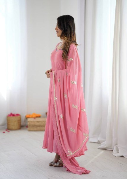 Innovative Georgette Gown Set with 7 Meter Flair Featuring Sequins Work at Wholesale Price Ready To Wear Collection