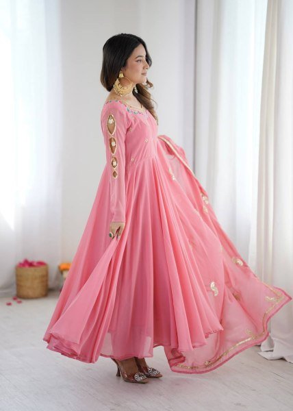 Innovative Georgette Gown Set with 7 Meter Flair Featuring Sequins Work at Wholesale Price Ready To Wear Collection