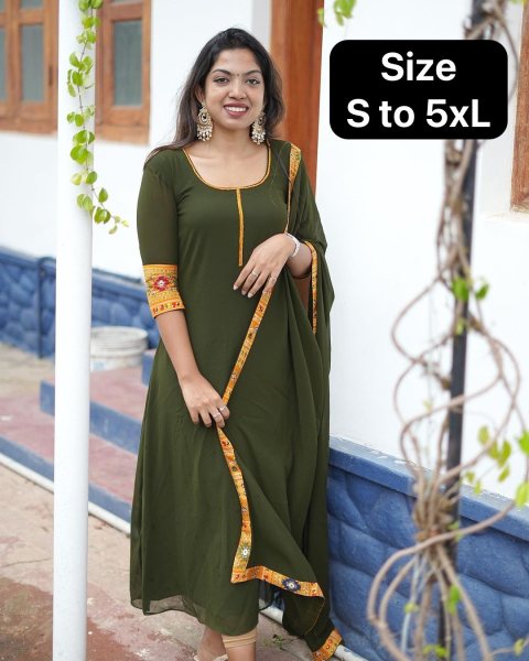 Georgette Gown And Dupatta with Printed Lace Kurti With Dupatta Wholesale