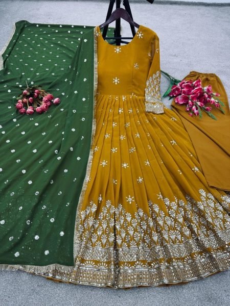  Georgette Indian Pakistani Wedding Party Wear Gown Ready To Wear Collection