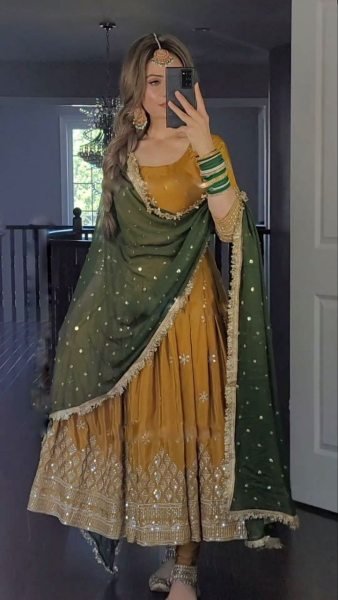  Georgette Indian Pakistani Wedding Party Wear Gown Ready To Wear Collection