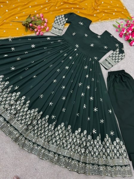  Georgette Indian Pakistani Wedding Party Wear Gown Ready To Wear Collection