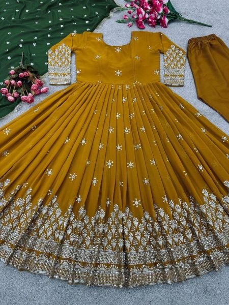  Georgette Indian Pakistani Wedding Party Wear Gown Ready To Wear Collection