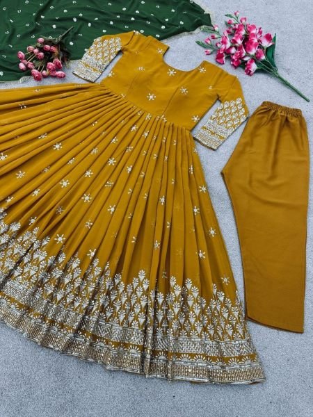  Georgette Indian Pakistani Wedding Party Wear Gown Ready To Wear Collection