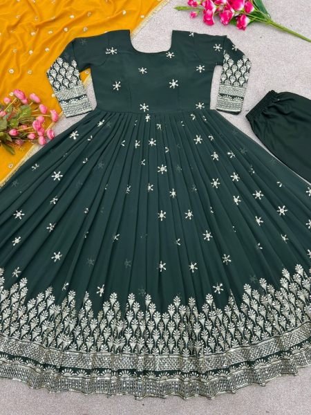  Georgette Indian Pakistani Wedding Party Wear Gown Ready To Wear Collection