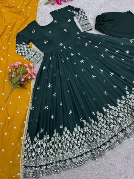  Georgette Indian Pakistani Wedding Party Wear Gown Ready To Wear Collection