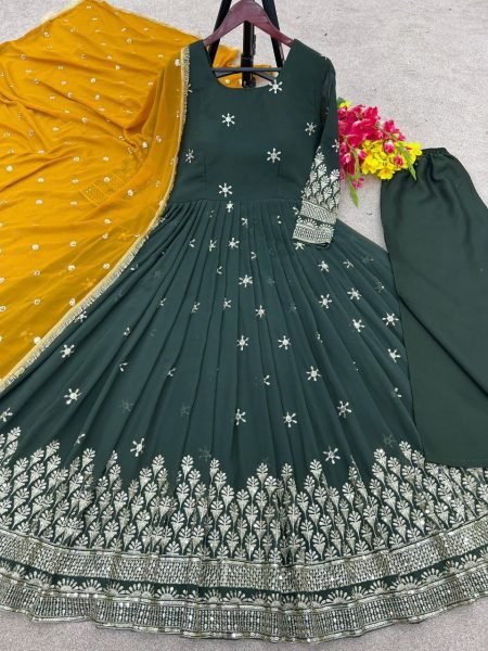  Georgette Indian Pakistani Wedding Party Wear Gown Ready To Wear Collection