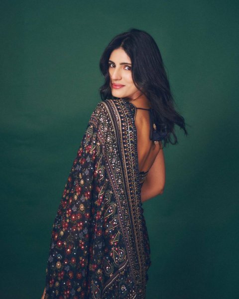 Georgette Royal Blue Saree with Shimmer Detailing and Embroidery Blouse For Wedding Wear Designer Wedding Sarees Wholesale