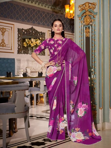 Georgette Saree with Smooth Finish Perfect for Elegant Celebrations Georgette Sarees Wholesale