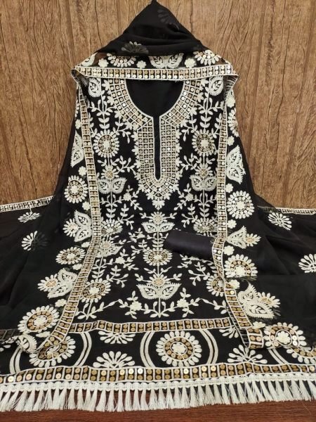 Georgette Sequence Embroidered Salwar Suit Material  Color Set Matching Dress Material Wholesale