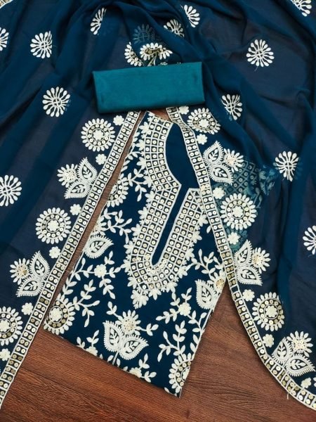 Georgette Sequence Embroidered Salwar Suit Material  Color Set Matching Dress Material Wholesale