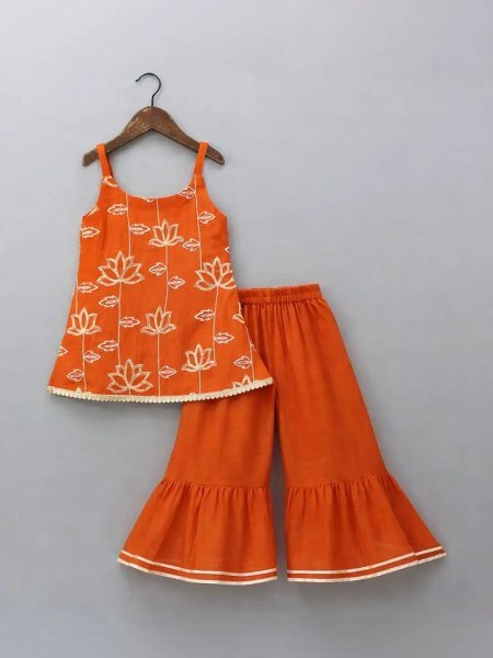 Girls Cotton Blend Embroidered Co Ord Set For Party Wear Girls Wear