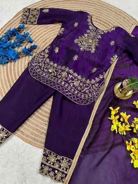Girls Festive Wear Purple Top Palazzo Set for Ramzan Girls Wear