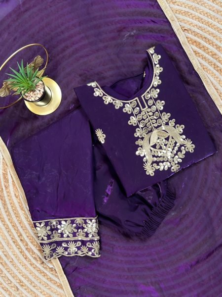 Girls Festive Wear Purple Top Palazzo Set for Ramzan Girls Wear