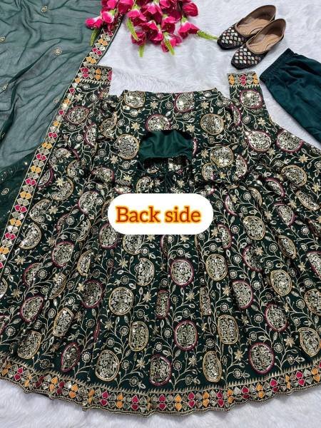 Glamora Green Georgette Anarkali Suit with 5mm Sequin Embroidery for Ceremonial Ready To Wear Collection