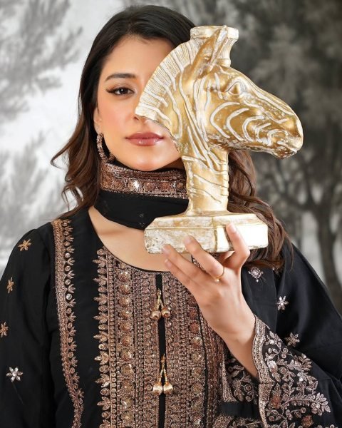 Glamorous Black Heavy Fendy Silk Embroidered Sequence Work Sharara Set  Ready To Wear Collection