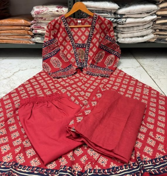 Glamorous Comfortable Cotton Anarkali Kurti Set with Embroidery Neck Work For Summer Wear Printed Kurtis