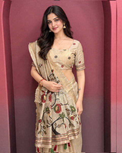 Glamorous Cream Pure Glass Silk Minakari Saree with Running Blouse at Manufacturer  Silk Sarees Wholesale