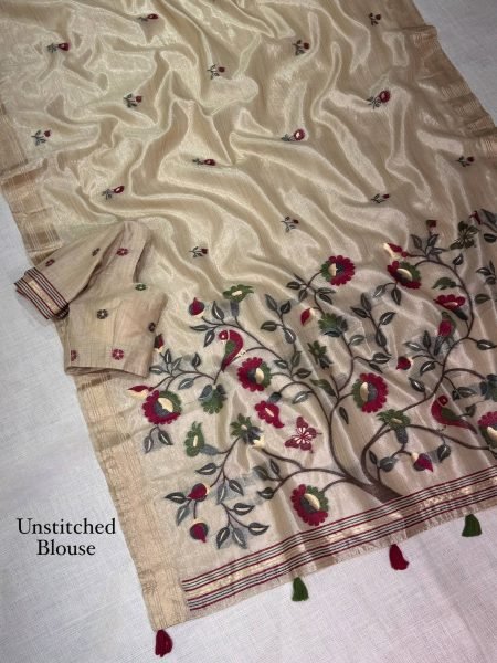 Glamorous Cream Pure Glass Silk Minakari Saree with Running Blouse at Manufacturer  Silk Sarees Wholesale