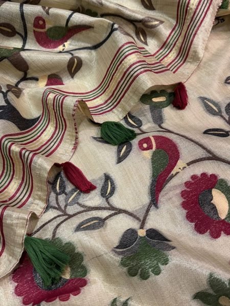 Glamorous Cream Pure Glass Silk Minakari Saree with Running Blouse at Manufacturer  Silk Sarees Wholesale