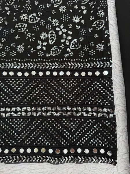 Glamorous Georgette Embroidered and Mirror Work Top Pant with Dupatta for Party Wear  Straight Cut Long Kurtis