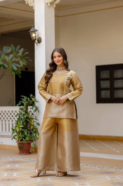 Glamorous Gold Coin Lehenga with Beads and Thread Embroidery for Wedding Wear Ready To Wear Collection