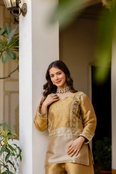 Glamorous Gold Coin Lehenga with Beads and Thread Embroidery for Wedding Wear Ready To Wear Collection