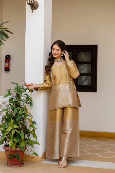 Glamorous Gold Coin Lehenga with Beads and Thread Embroidery for Wedding Wear Ready To Wear Collection