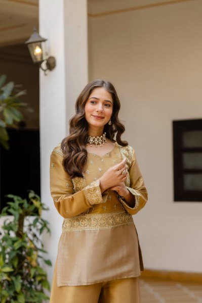Glamorous Gold Coin Lehenga with Beads and Thread Embroidery for Wedding Wear Ready To Wear Collection