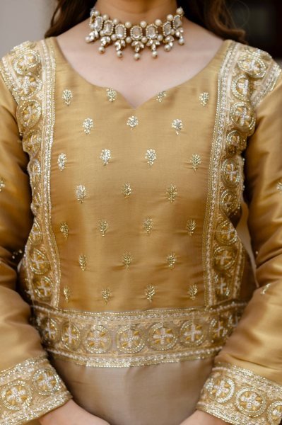 Glamorous Gold Coin Lehenga with Beads and Thread Embroidery for Wedding Wear Ready To Wear Collection