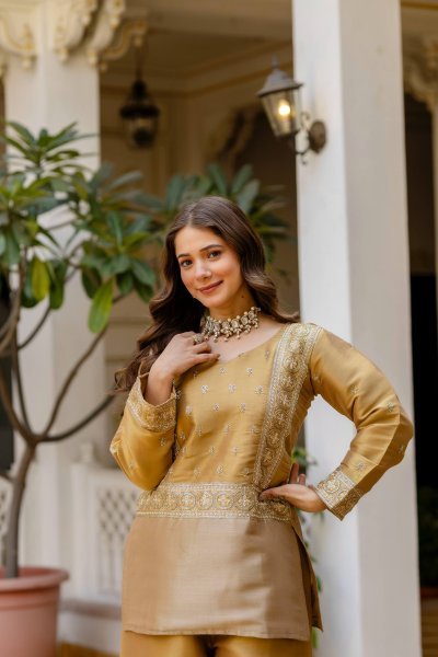 Glamorous Gold Coin Lehenga with Beads and Thread Embroidery for Wedding Wear Ready To Wear Collection