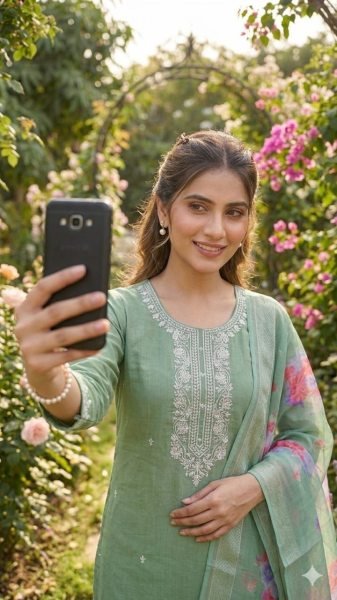 Glamorous Green Slub Cotton Suit Set with Embroidery Work for Daily Wear Embroidery Kurtis 