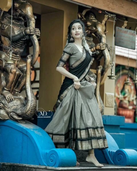Glamorous Grey Kanjivaram Silk Half Saree Set with Designer Banarasi Dupatta Half Saree Lehenga