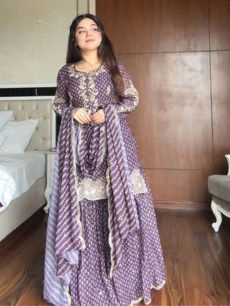 Glamorous Lavender Ready to Wear Front and Back Embroidery Diamond Work for Reseller at Wholesale Rate Ready To Wear Collection