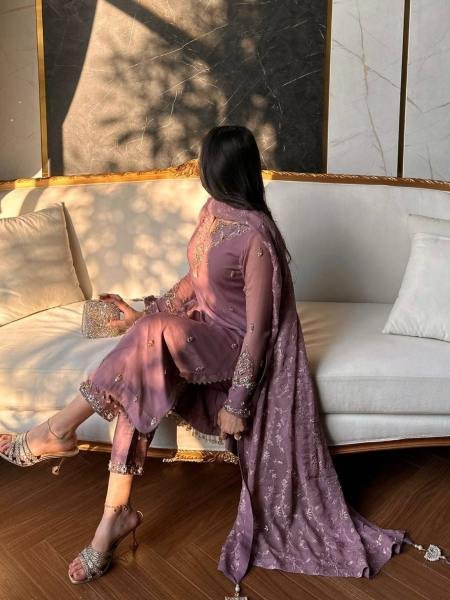 Glamorous Light Coffee Color Partywear Suit With Beads and Sequence Work 2026 