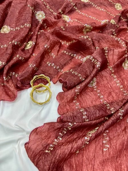 Glamorous Maroon Embellished Georgette Saree for Weddings and Festive Wear Designer Wedding Sarees Wholesale