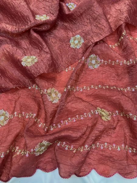 Glamorous Maroon Embellished Georgette Saree for Weddings and Festive Wear Designer Wedding Sarees Wholesale