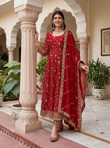 Glamorous Occasion Wear Red Gown with Premium Touch For Weddings  Ready To Wear Collection