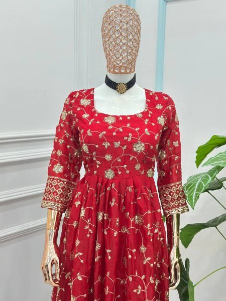 Glamorous Occasion Wear Red Gown with Premium Touch For Weddings  Ready To Wear Collection